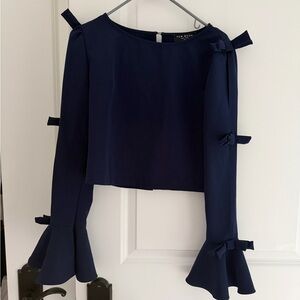 Few Moda Dark Blue Flared Sleeve Blouse